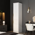 White 2 Door Tall Narrow Wardrobe Closet with Hanging Rod W6052