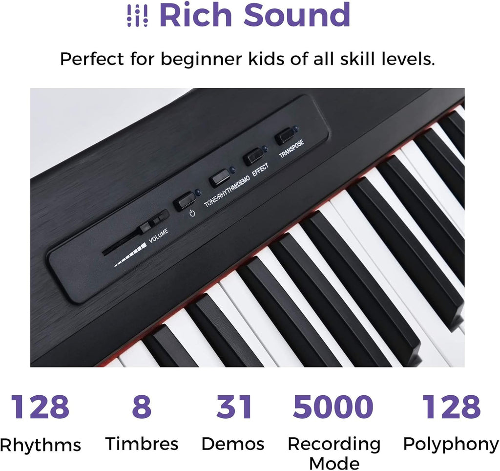 88 Key Digital Piano with Semi Weighted Keys and Dual 30W Speakers W29817