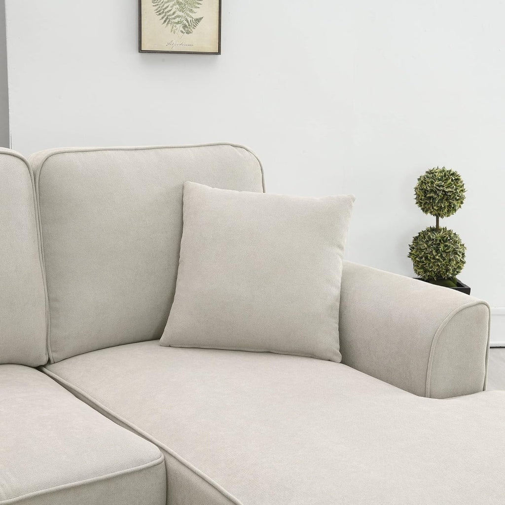 Beige 7-Seat U Shape Fabric Sectional Sofa with 3 Pillows D4027
