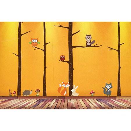 Birch Tree Woodland Forest Animal Vinyl Wall Decal W794210