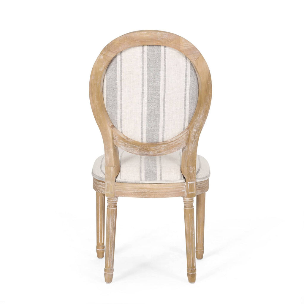 Dining Chair Set of 4 Gray Stripes Light Beige Natural K9404