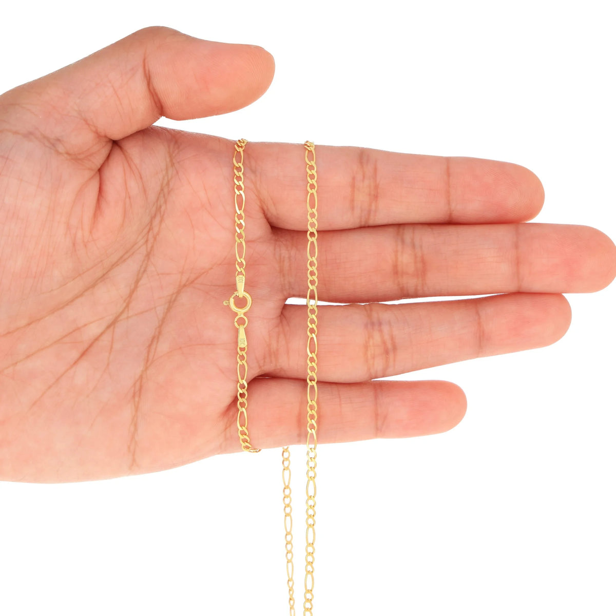 10k Yellow Gold Solid Figaro Chain Link Pendant Necklace 16" - 24" I566202