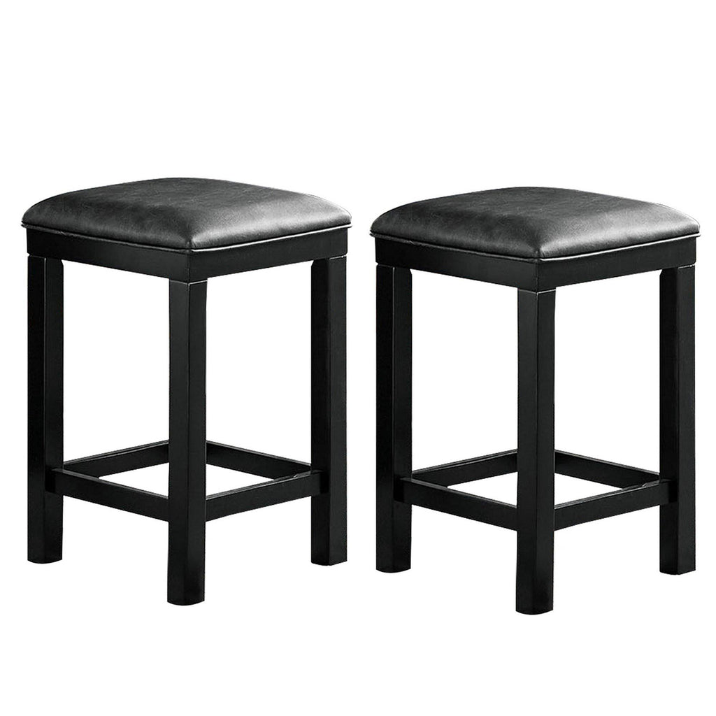 Black and Gray Leatherette Stool, Set of 2 L67027