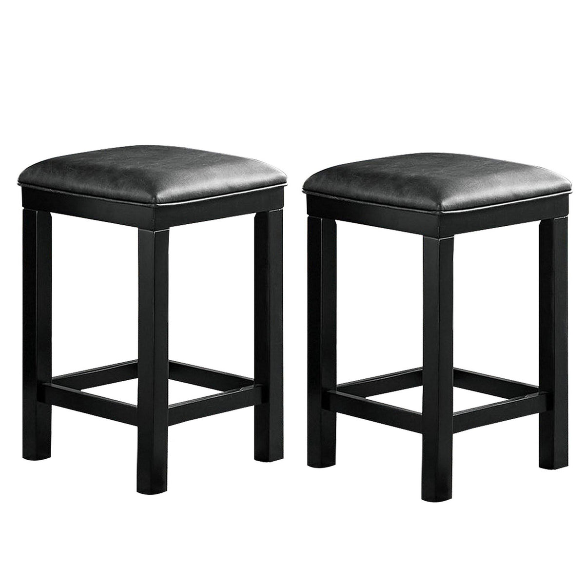 Black and Gray Leatherette Stool, Set of 2 L67027