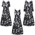 Silver Glitter Floral Print Short Sleeve Princess Cut Dress B747149