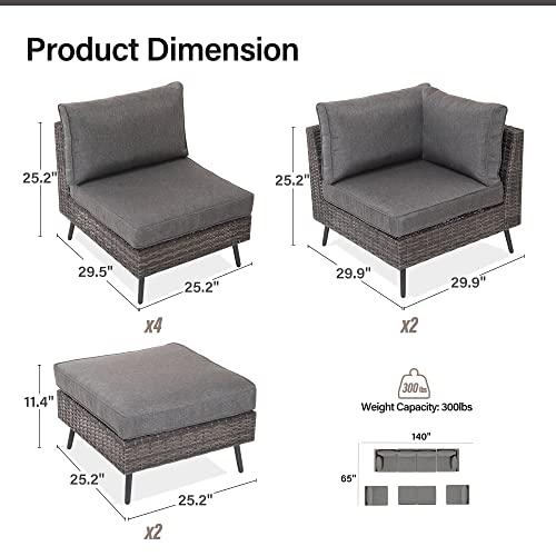 8 Piece PE Rattan Wicker Outdoor Sectional Sofa Set with Cushions M51127