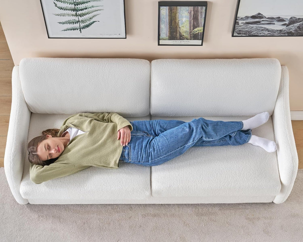White Boucle 3 Seater Sofa K6815