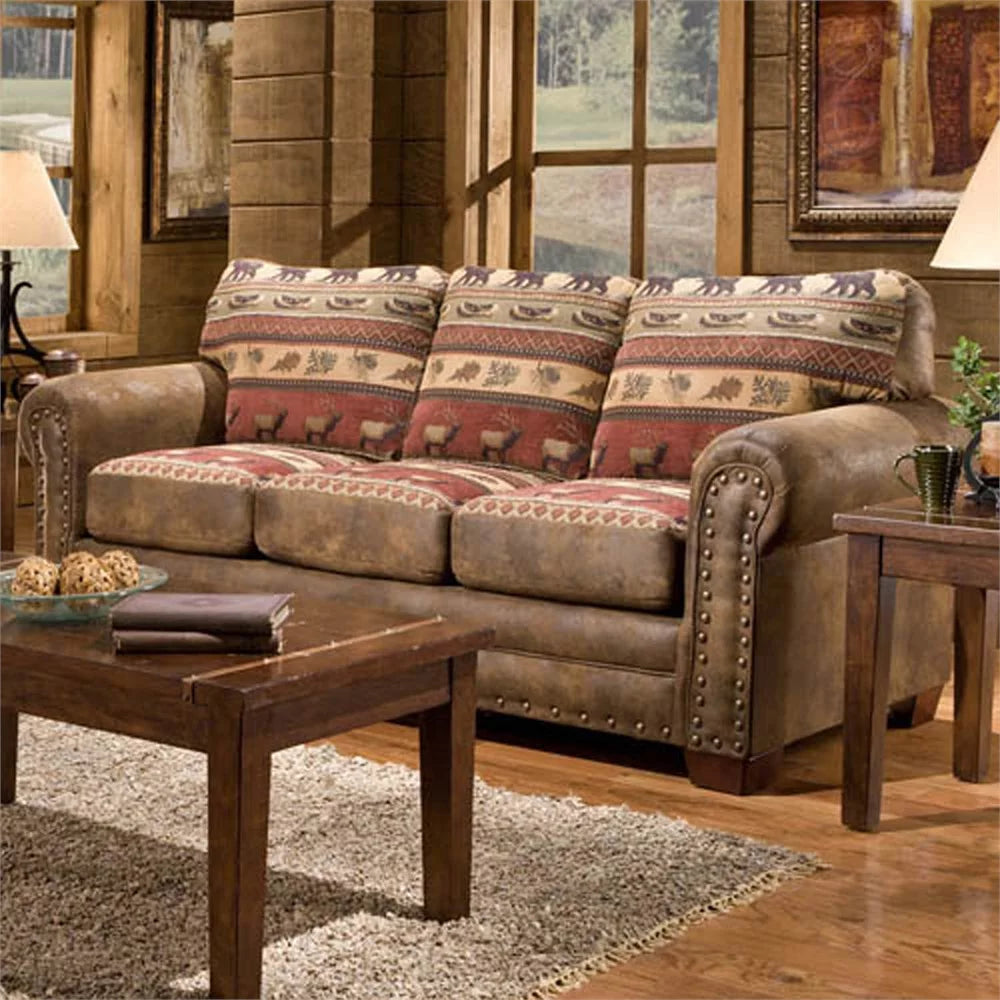 Brown Microfiber Three Seat Sofa W74635