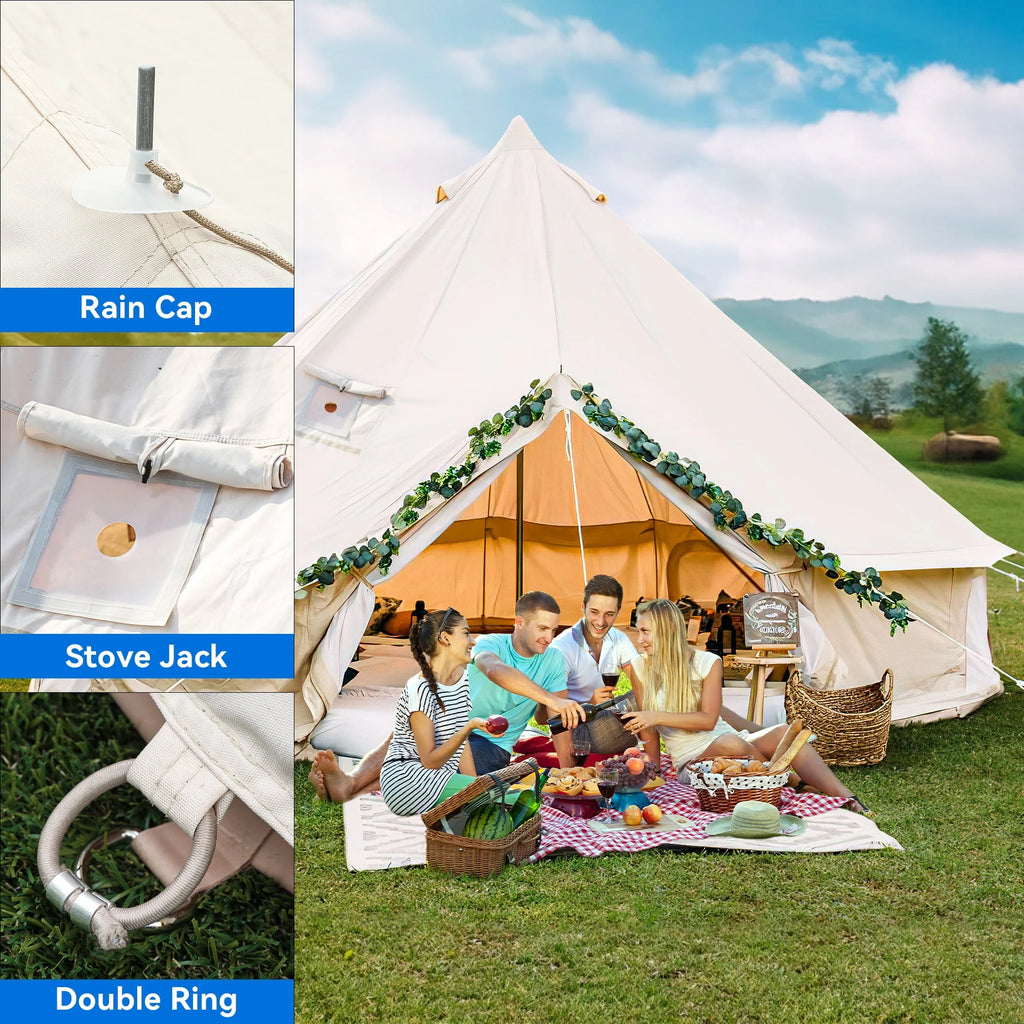 4 Seasons Waterproof Cotton Camping Tent with Stove Jacks E27978