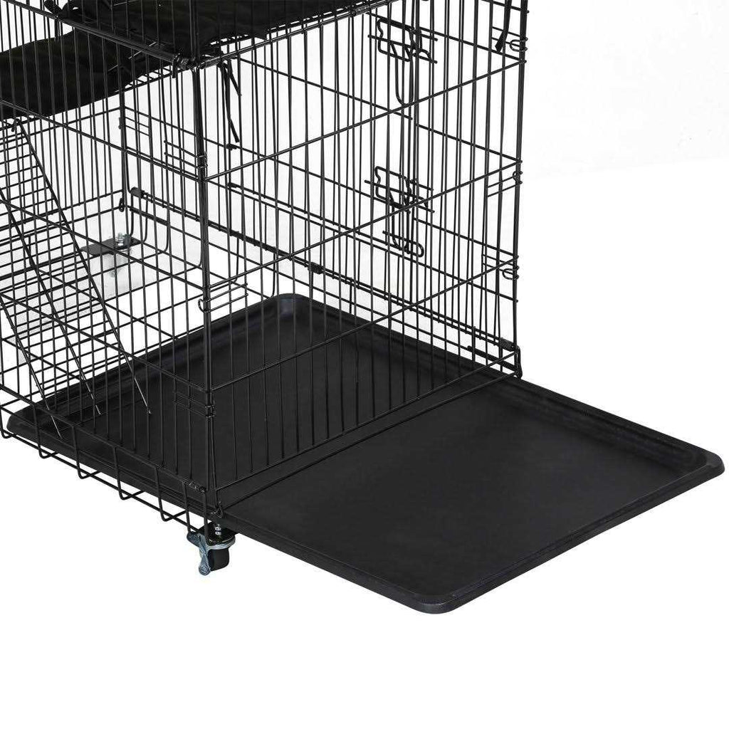 48 inches Cat Cage Crate Kennel Playpen with Hammock Bed Doors Ramp Ladders Shelves V979