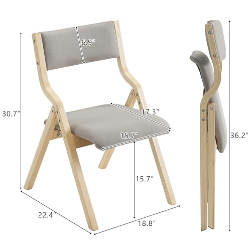 Wooden Padded Folding Chairs 2 Pack with Cushions B586775