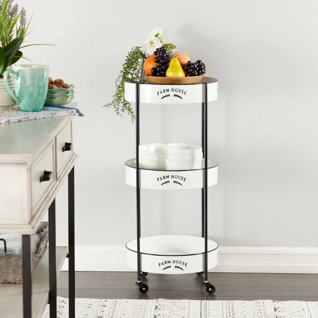 White Metal Storage Cart T14128