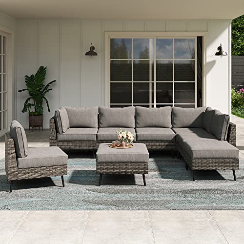 8 Piece PE Rattan Wicker Outdoor Sectional Sofa Set with Cushions M51127
