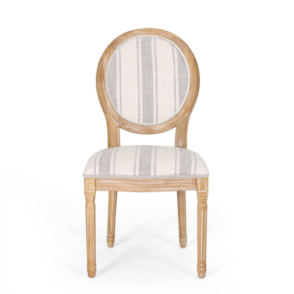 Dining Chair Set of 4 Gray Stripes Light Beige Natural K9404