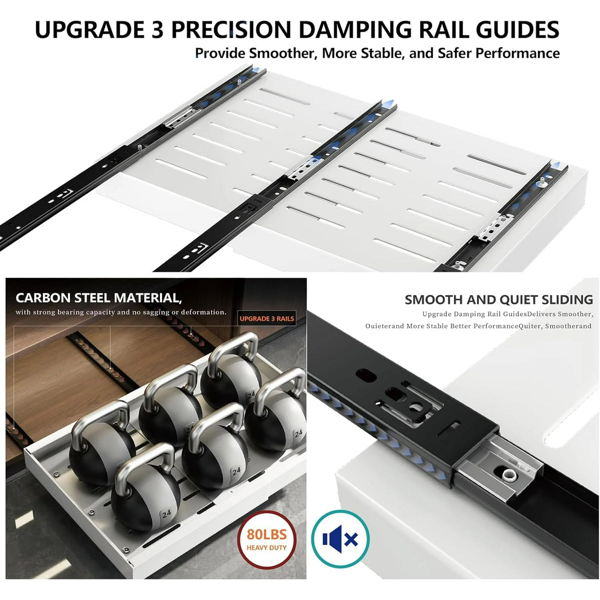 2Pack Expandable Pull Out Cabinet Organizer 21 Inch Deep White R5056