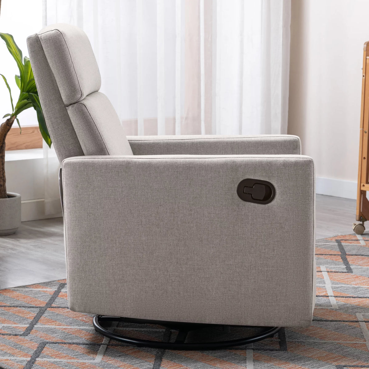 Tan Upholstered Swivel Recliner Chair M93107