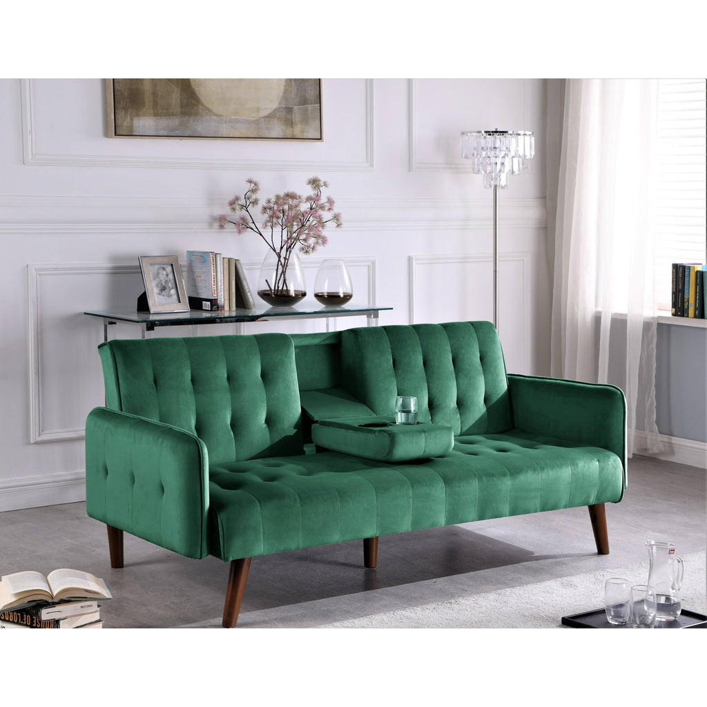 Grey Tufted Upholstered Futon Sleeper C46518