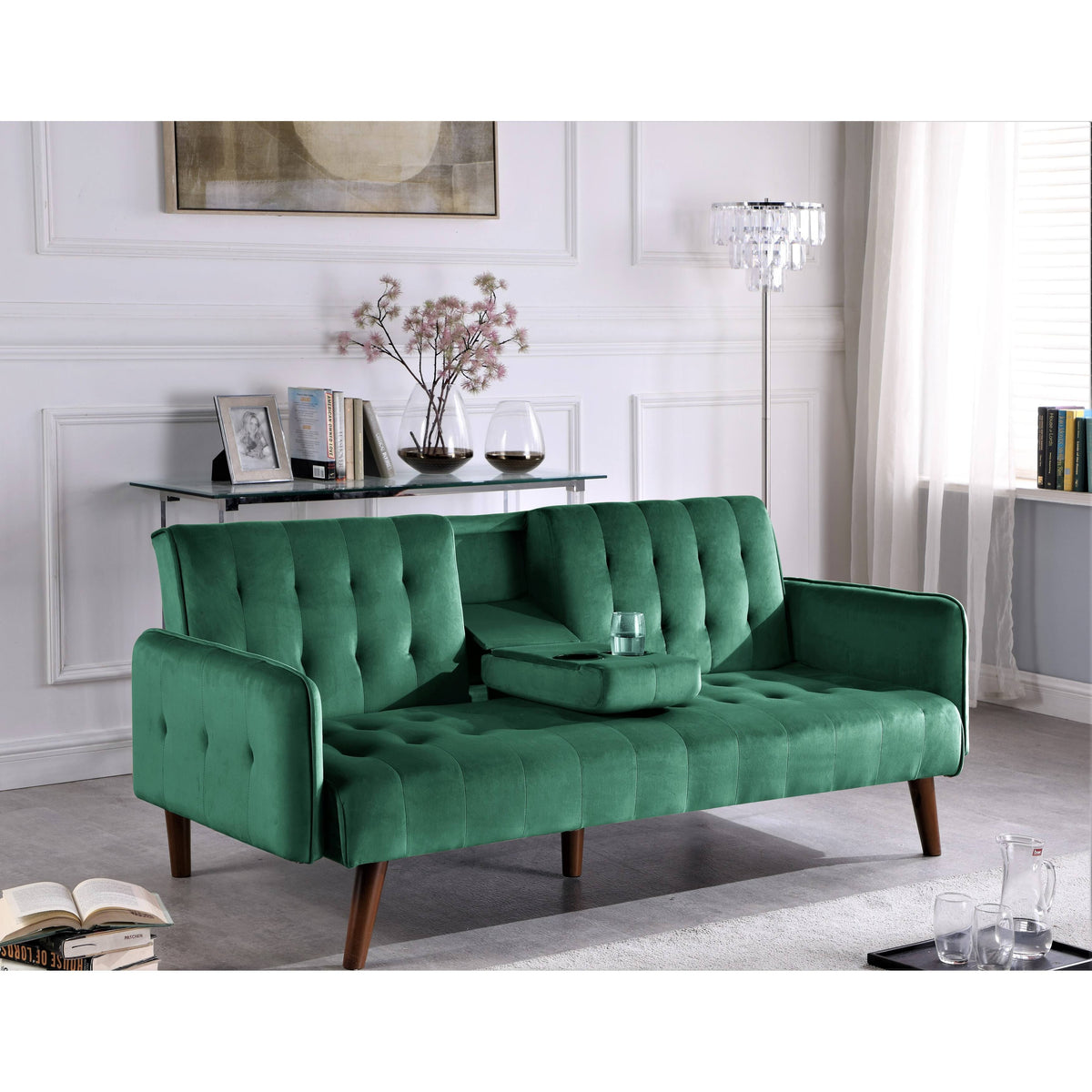 Grey Tufted Upholstered Futon Sleeper C46518