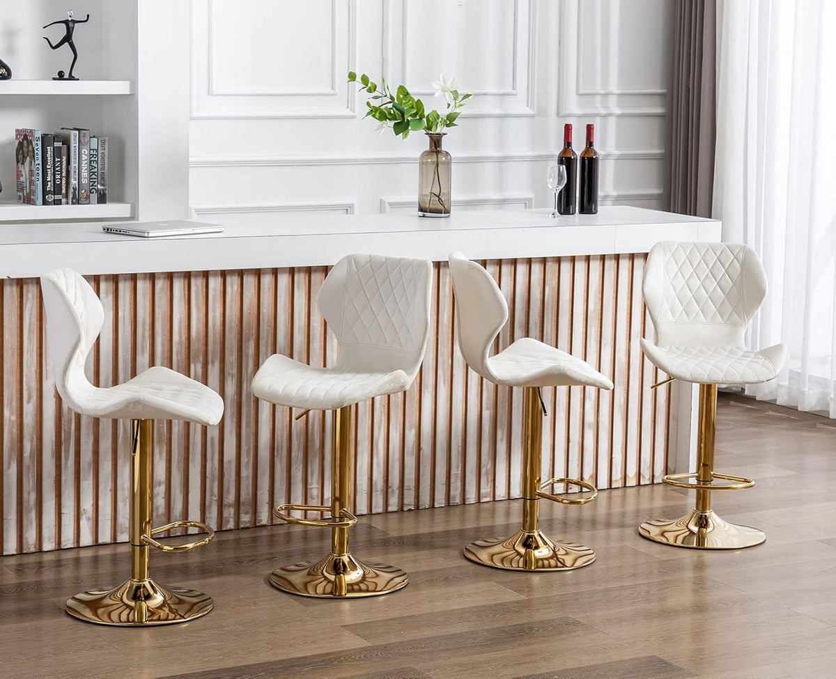 Cream Velvet Swivel Bar Stools Set of 4 X101
