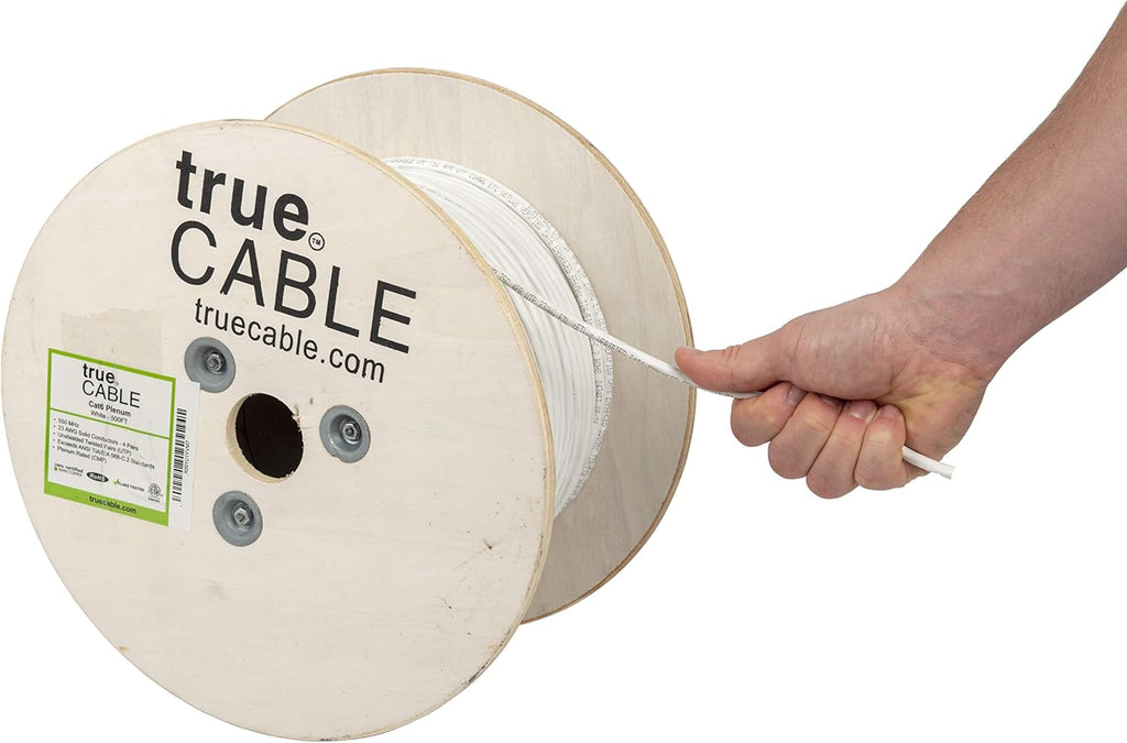 Cat6 Plenum Bulk Ethernet Cable, 500ft, Green, 23AWG 4 Pair Solid Bare Copper, 550MHz, UTP E782