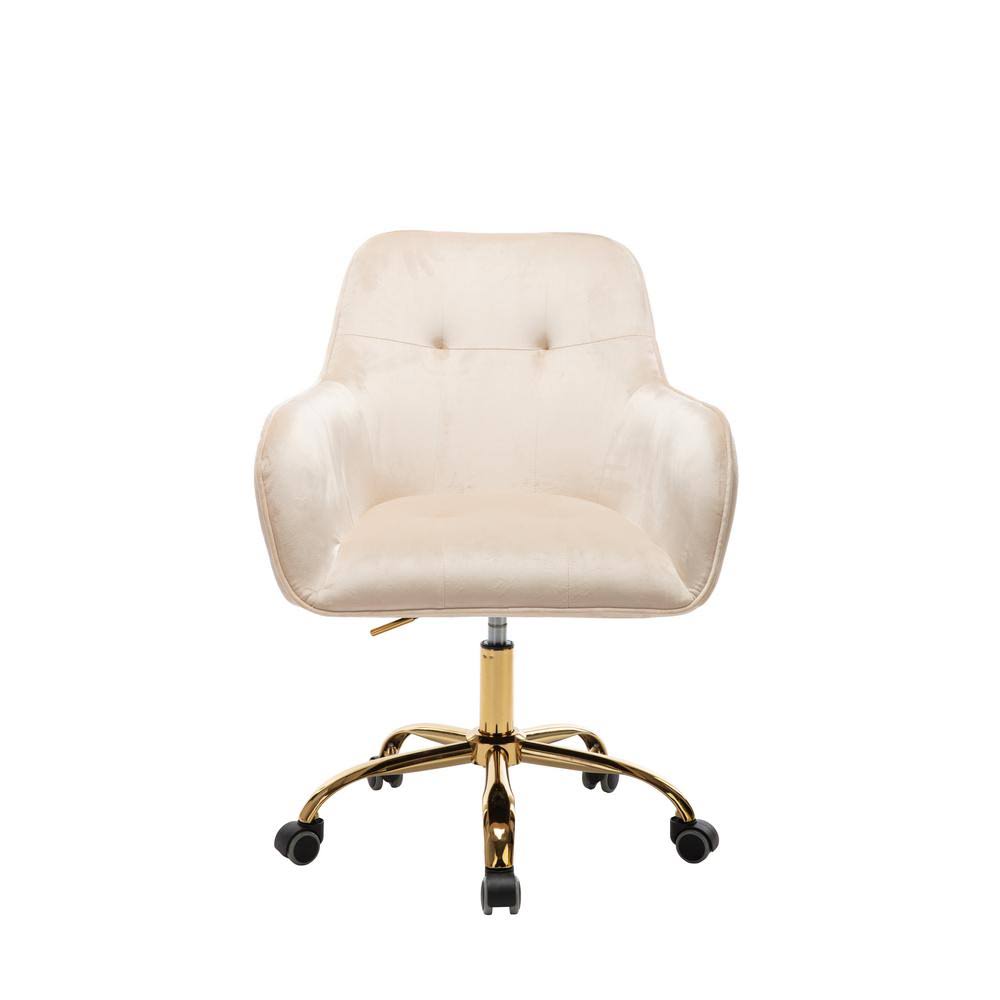 Beige Velvet Swivel Office Chair Q468286