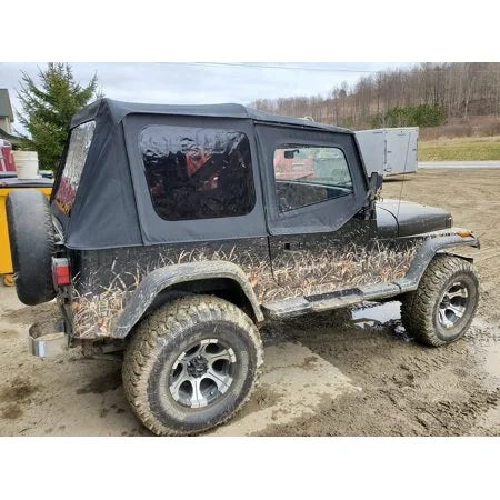 Convertible Soft Top Sailcloth for 1987-1995 Jeep Wrangler YJ Black 2 Door T141