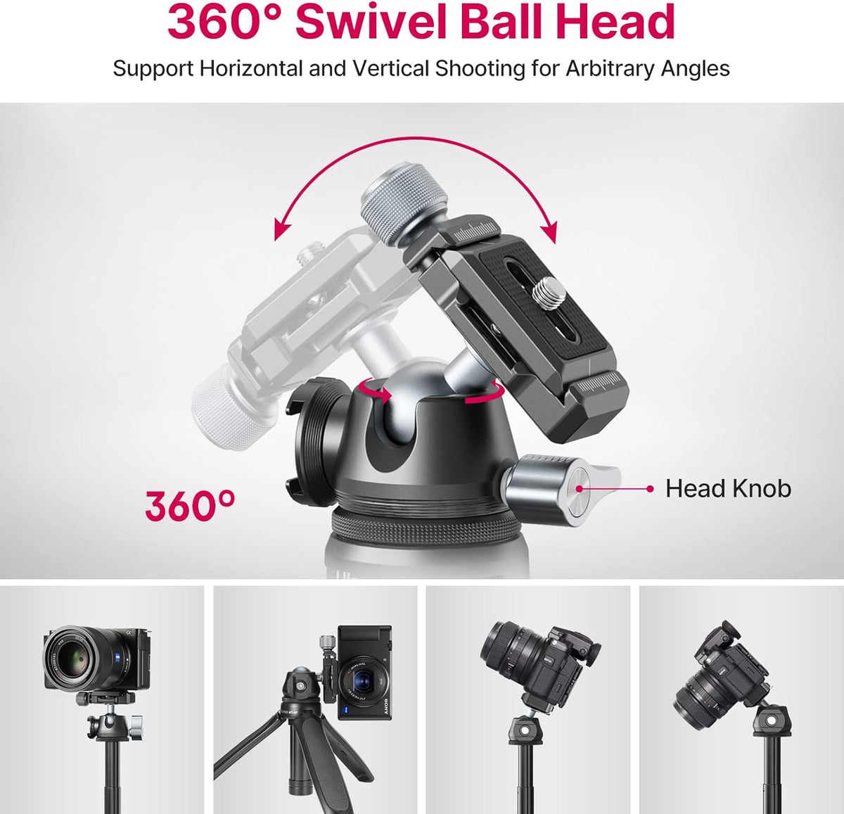 Aluminum Alloy Mini Camera Tripod with Ball Head K90396