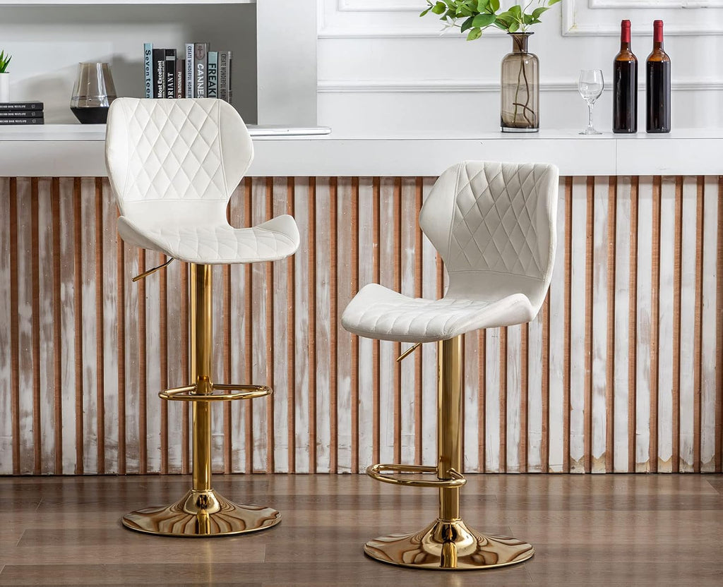 Cream Velvet Swivel Bar Stools Set of 4 X101