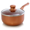 1.5 Qt. Copper Colored Ceramic Coated Saucepan with Glass Lid P860936