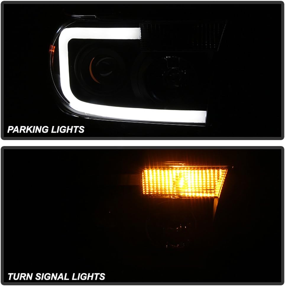 Black LED Tube Projector Headlights Pair M726