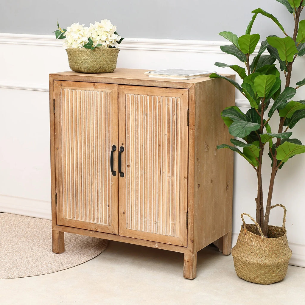 Natural Wood 2-Door Storage Cabinet T9168