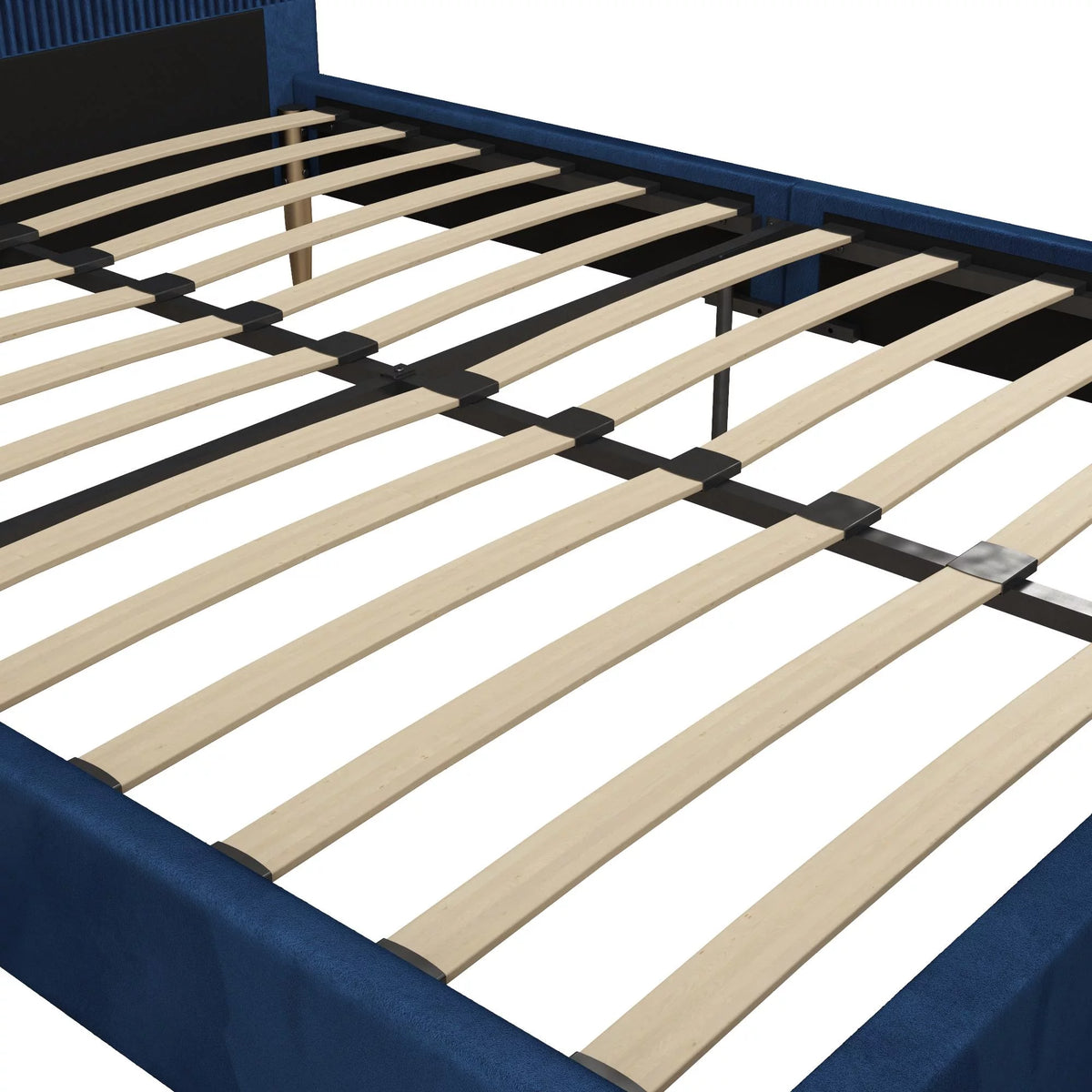 Queen Ivory Velvet Upholstered Bed with Headboard A6510