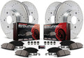 Front and Rear Carbon Fiber Brake Pads with Drilled & Slotted Brake Rotors Kit H997
