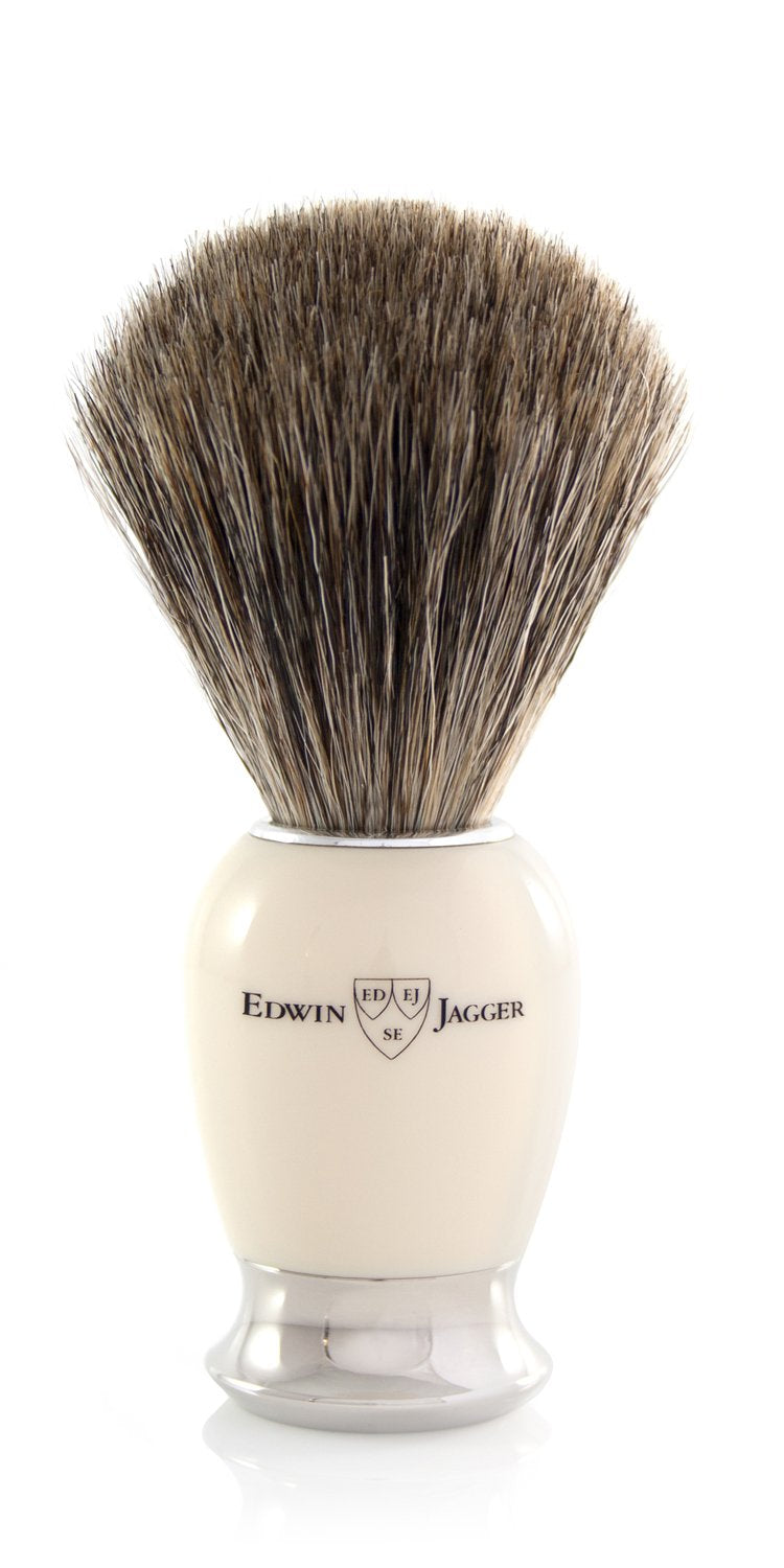 Simulated Horn Pure Badger Hair Shaving Brush with Nickel Plated Collar and End Cap Pack of 2 I886