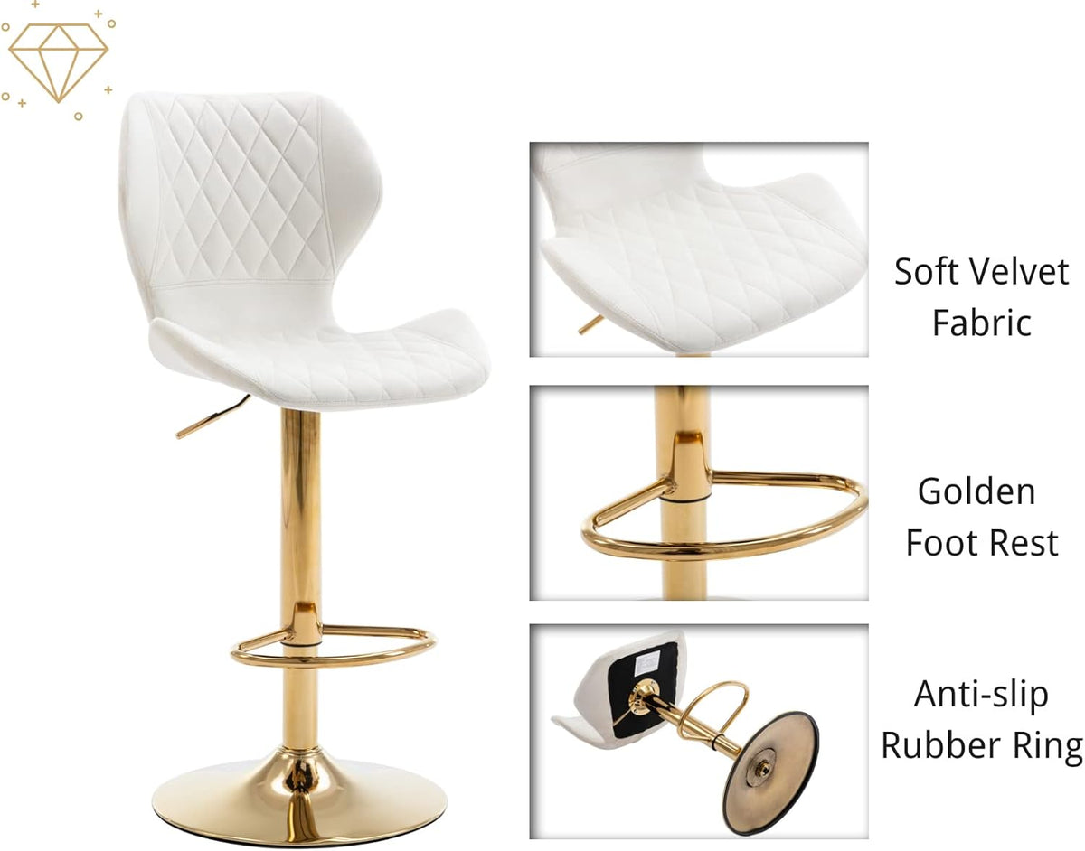 Cream Velvet Swivel Bar Stools Set of 4 X101