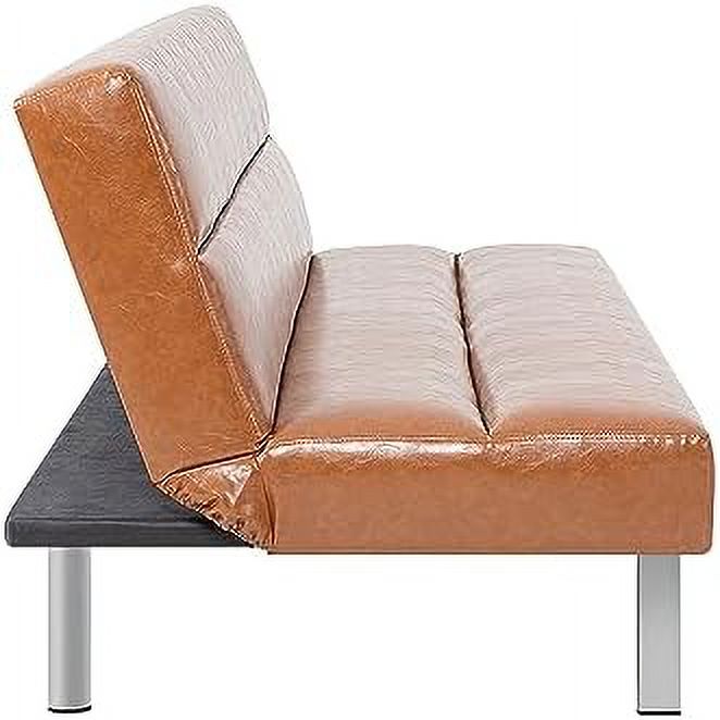 Caramel Leather Futon Sofa Bed Y398052