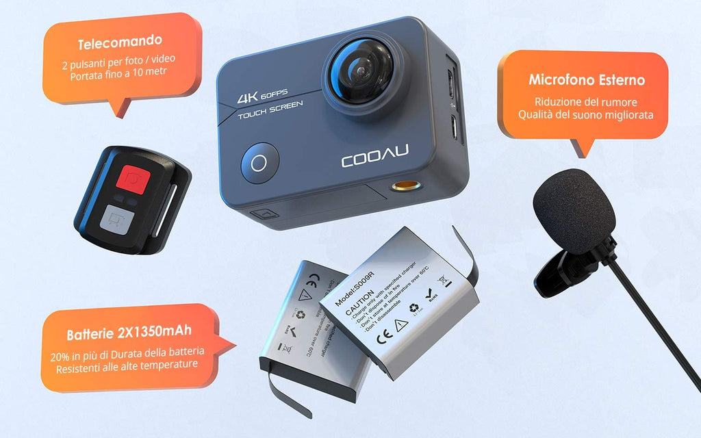 Native 4K 60fps 20MP Touch Screen Wi-Fi Action Sports Camera with 40M Waterproof Case Y8964