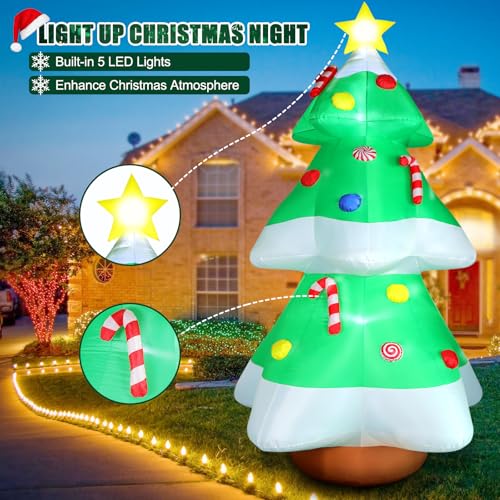 8 FT Christmas Inflatable Santa Claus with Gift Bag, Built-in LED Lights L164