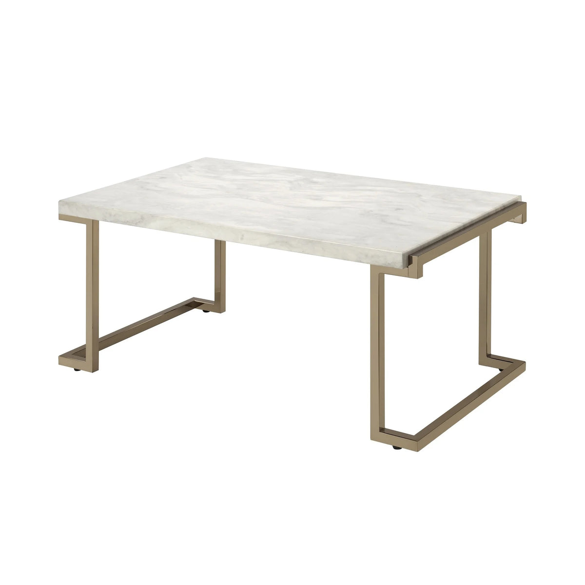 Faux Marble Champagne Sled Base Coffee Table T712