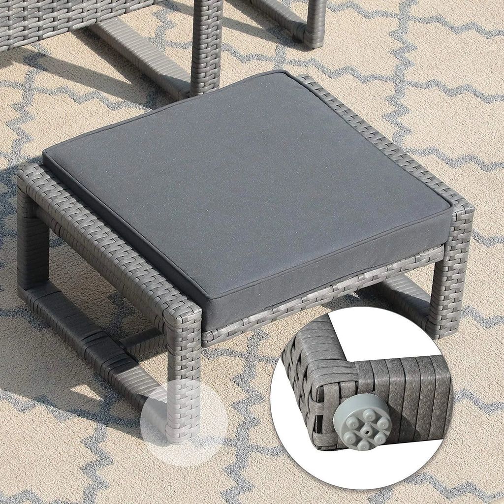 5 Piece Outdoor Patio Wicker Furniture Set with Ottomans Dark Grey G443613
