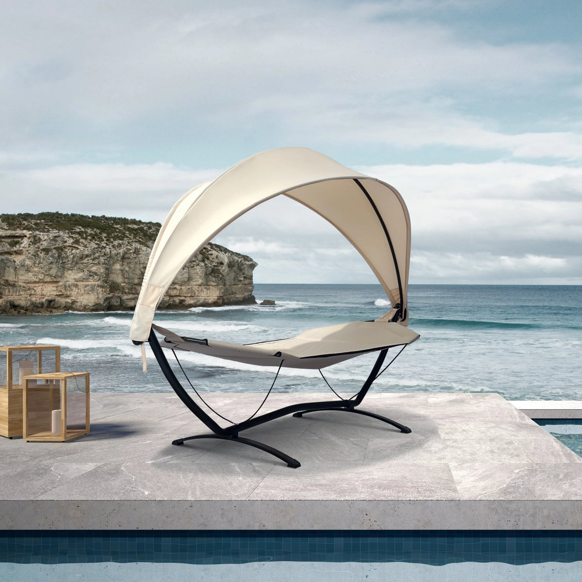 Steel Frame Lounger With Canopy L35140