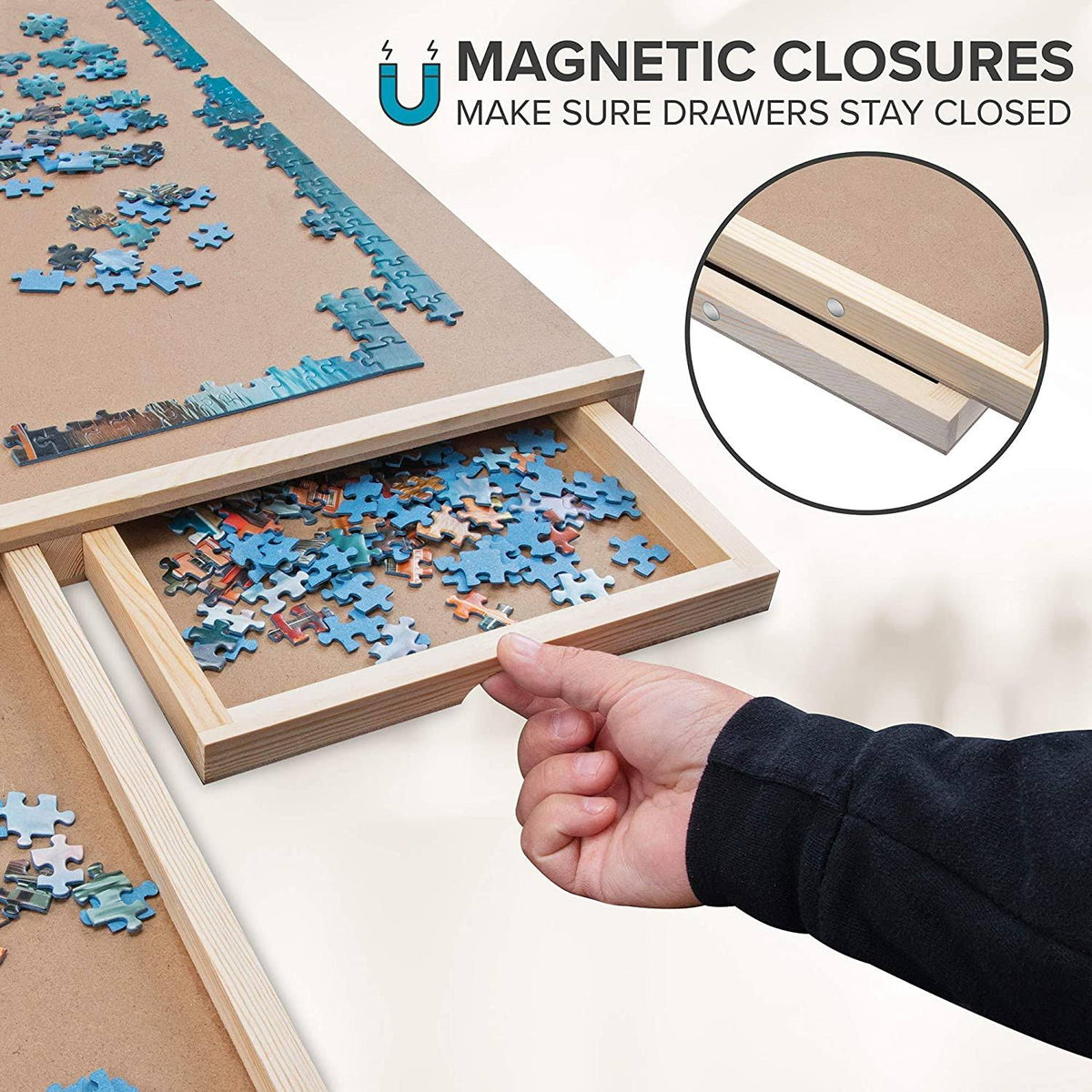 1000 Piece Wooden Puzzle Board with 4 Drawers Y32816