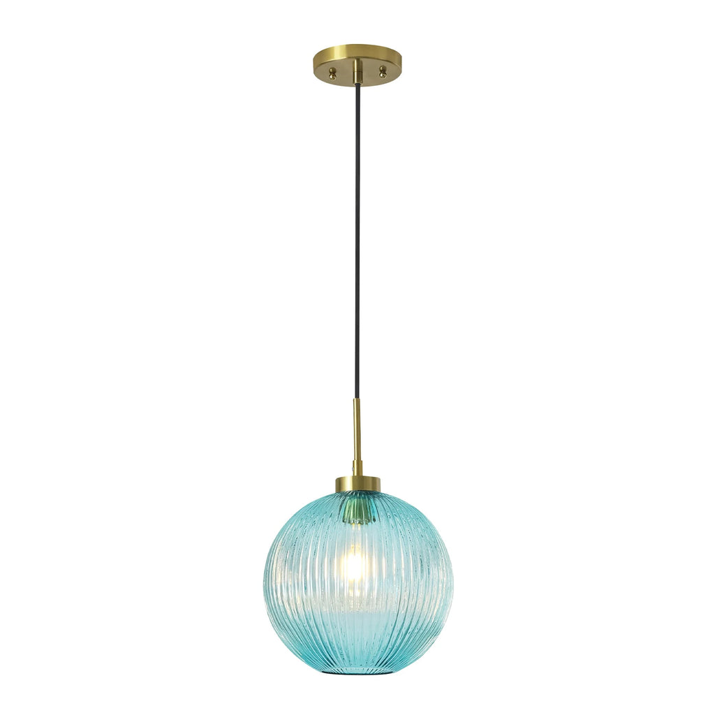 Ribbed Glass Globe Pendant O422