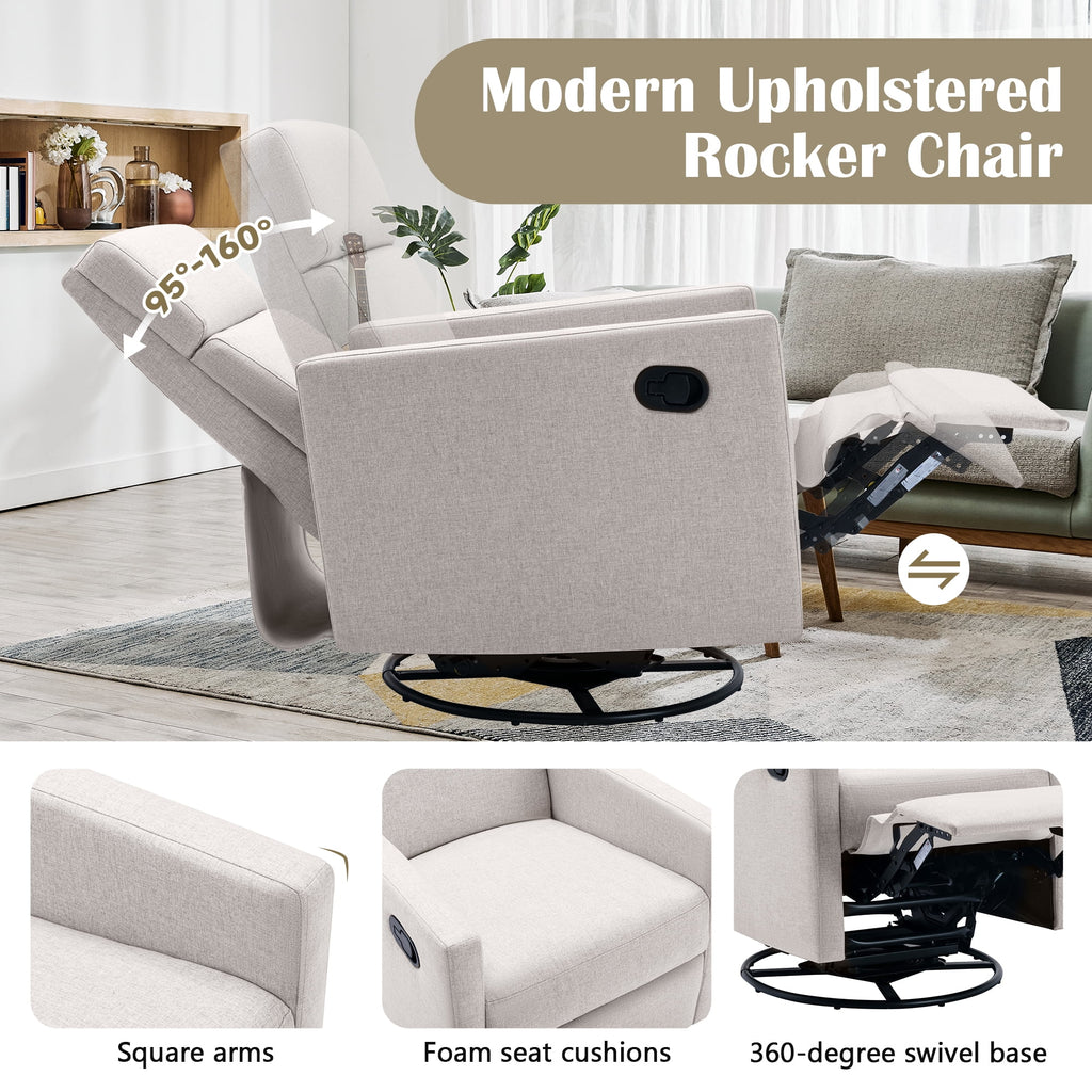 Tan Upholstered Swivel Recliner Chair M93107