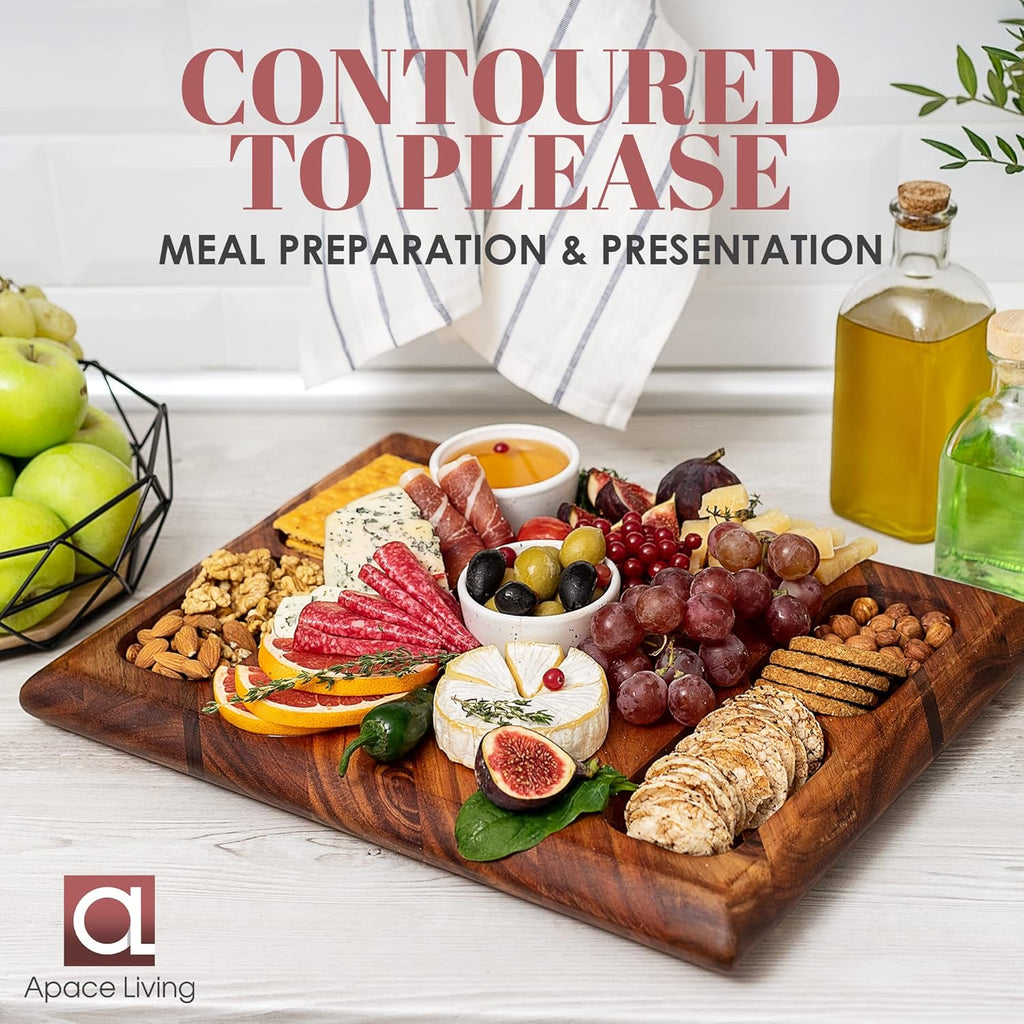 Large Acacia Wood Cutting Board with Stand and Juice Groove V8245