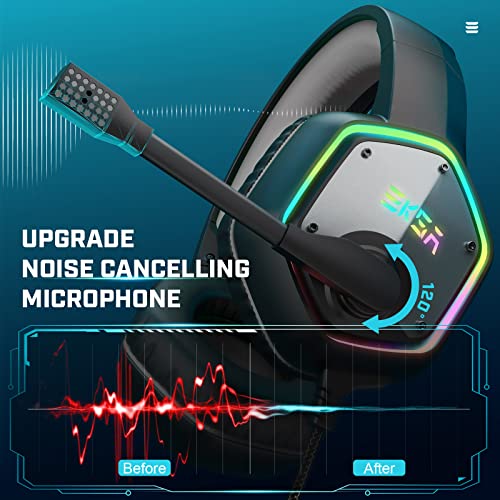 USB Gaming Headset with Microphone Noise Cancelling 7.1 Surround Sound RGB Light K3795