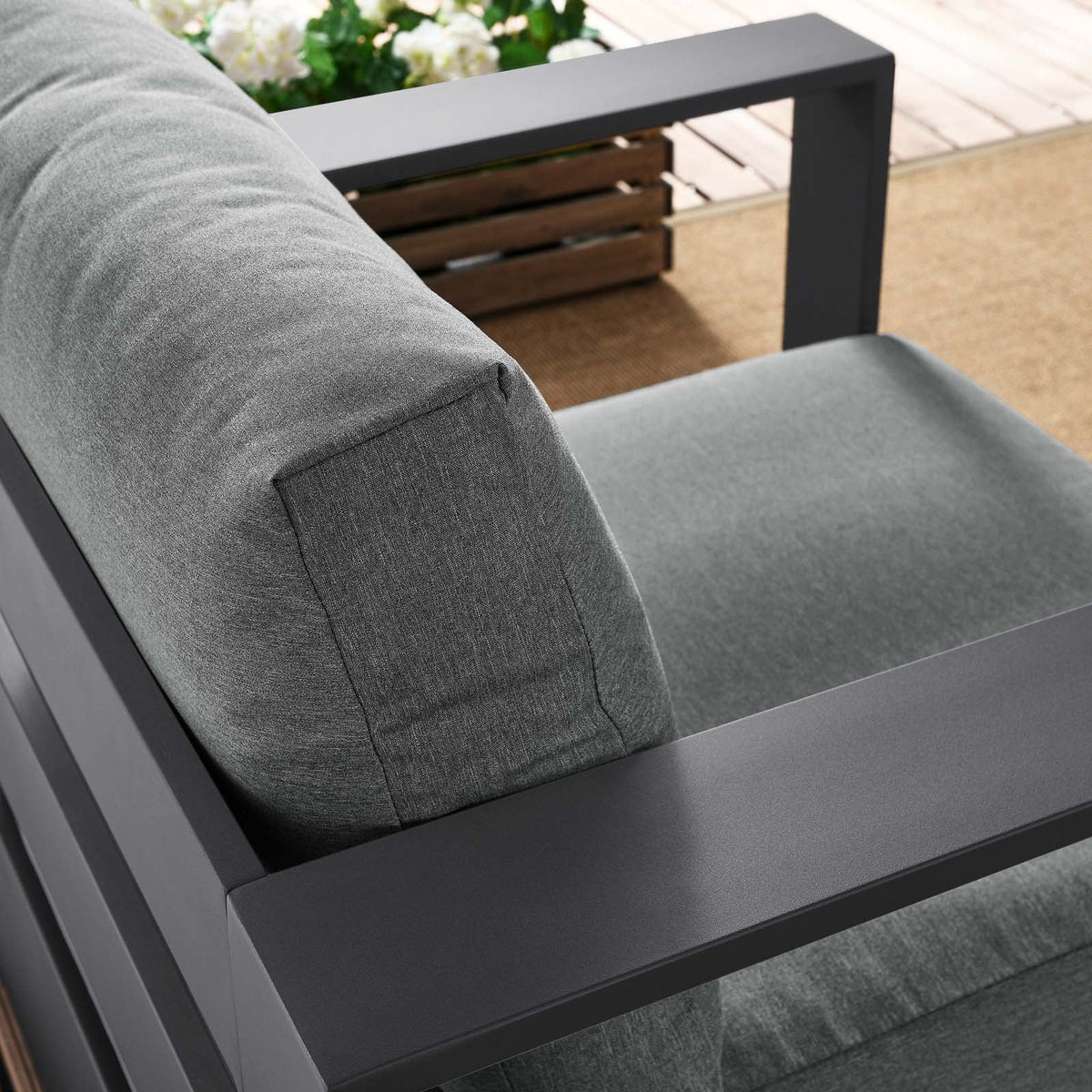 Powder-Coated Aluminum Armchair in Gray Charcoal U562