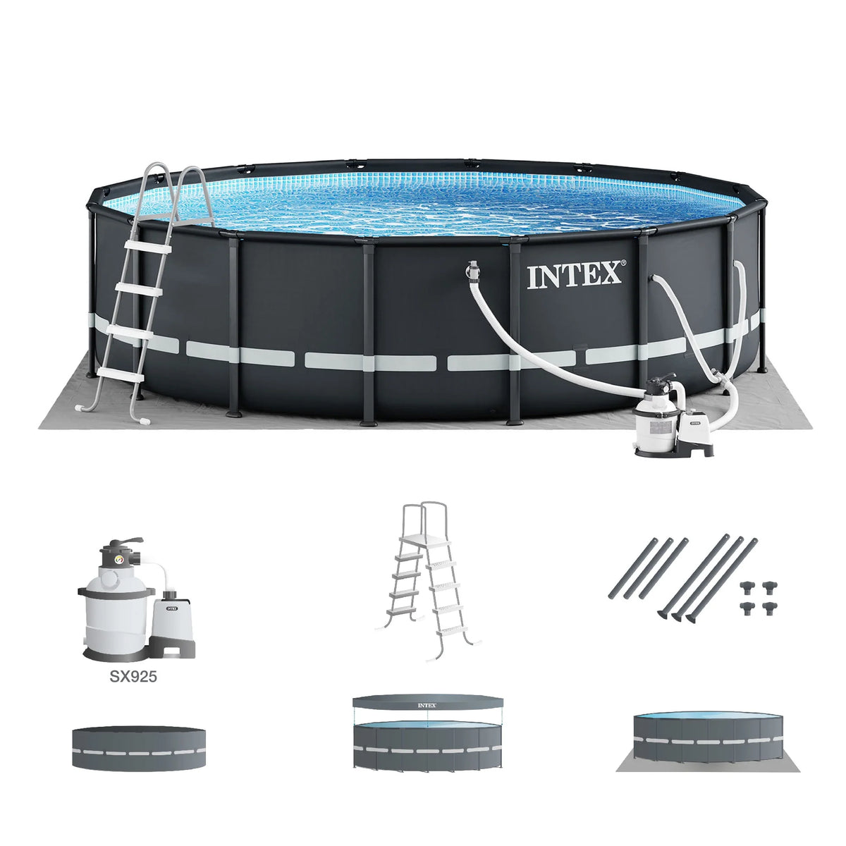 Round Frame Above Ground Swimming Pool with Sand Filter Pump Y58741