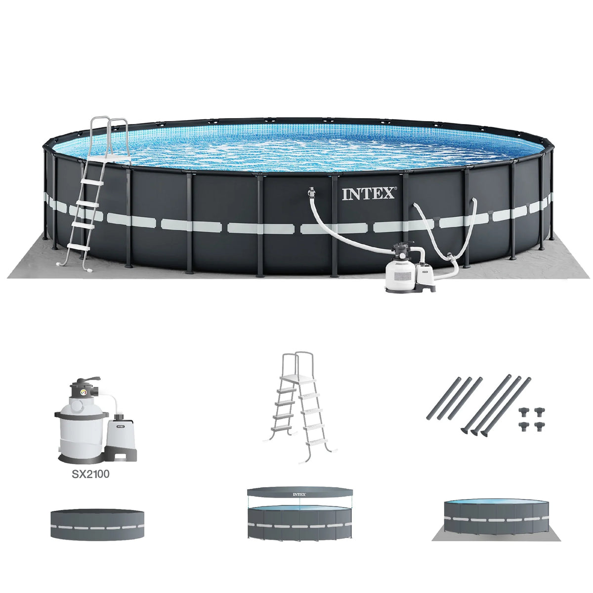 Round Frame Above Ground Swimming Pool with Sand Filter Pump Y58741