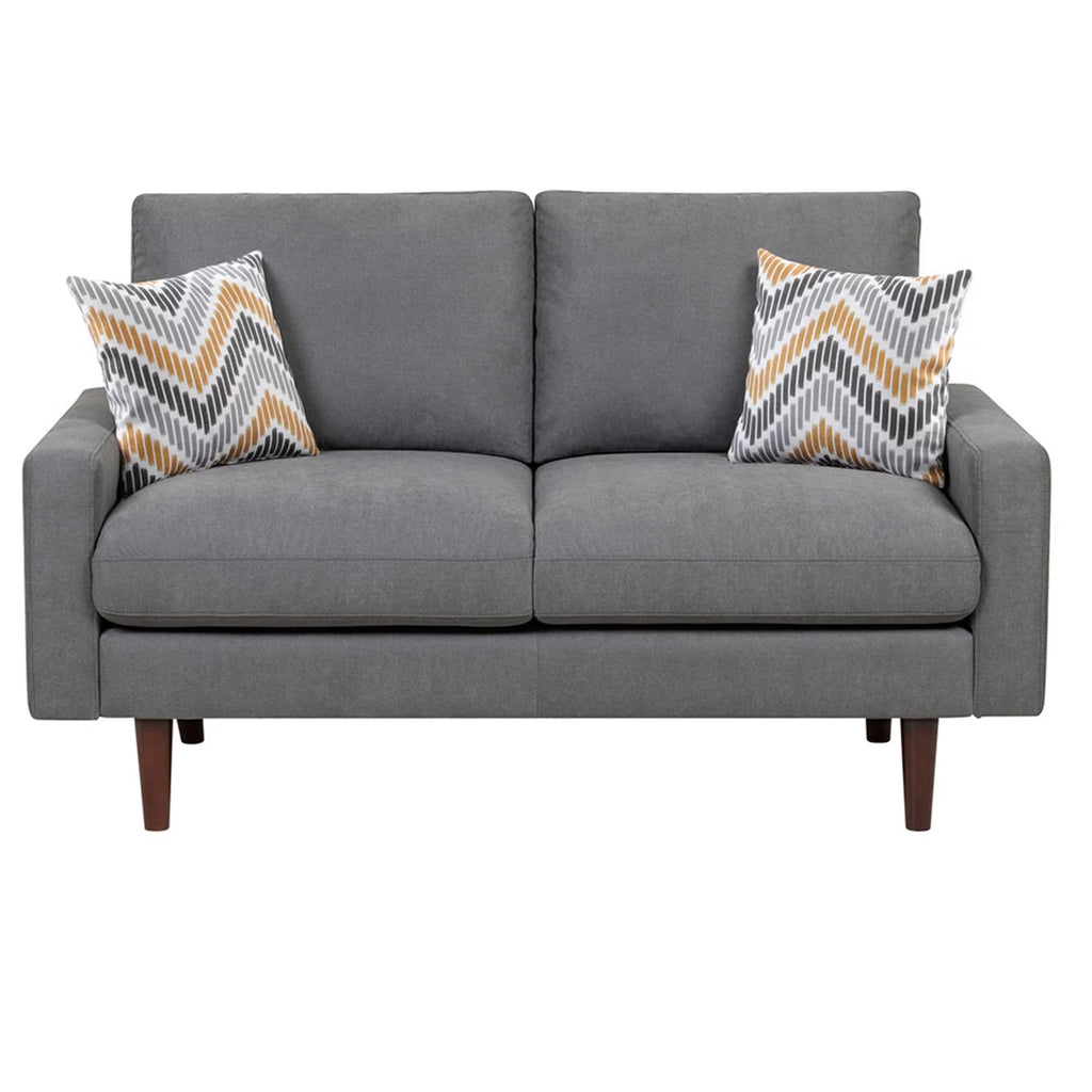 Dark Gray Woven Fabric Loveseat with USB Charging Ports D36482